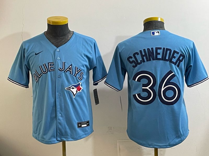 Youth 2025 Nike Toronto Blue Jays #36 Schneider Light Blue Game MLB Jersey 05